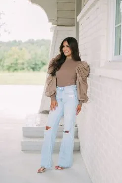 Statement Sleeve Ribbed Top- Mocha -thesethreeboutique Sales Shop DSC 4980 c41f61ad 6262 444f b48e c44de6835beb