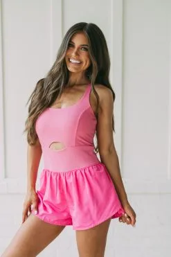 Bailey Active Romper- Pink -thesethreeboutique Sales Shop DSC 5135 c1c6301e adbe 4c13 a69e ee9dd8ef90f0