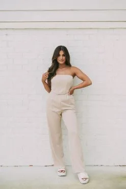 Corset Top & Sweatpants Set-Beige -thesethreeboutique Sales Shop DSC 5426