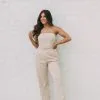 Corset Top & Sweatpants Set-Beige