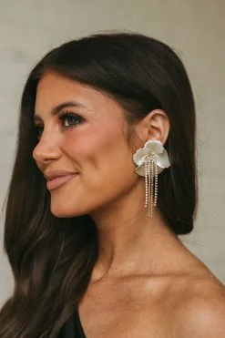 Crystal Tassel Earrings- Floral