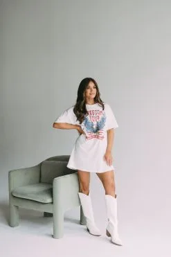 "Freedom Tour" Oversized Tunic Dress- Ivory