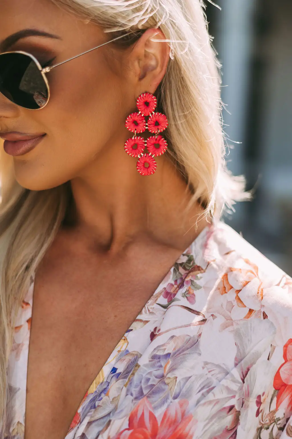 Bella Teardrop Circle Earrings- Coral 4 Bella Teardrop Circle Earrings- Coral - Image 2