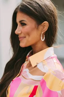 Raffia Wrapped Circle Hoops- Ivory