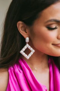 Pearl Rhombus Earrings