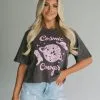 Cropped Cosmic Cowgirl Tee- Charcoal