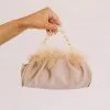 Feather Clutch- Nude