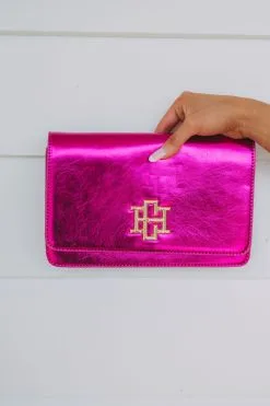 Bryn Crossbody Purse- Pink Metallic