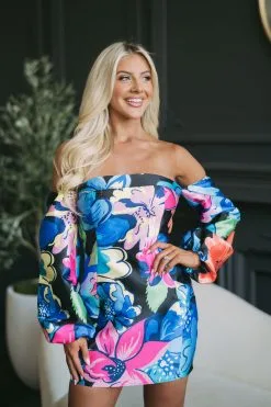 Vibrant OTS Floral Dress -thesethreeboutique Sales Shop DSC 7452 63257958 d43d 4d22 ad89 254a5f3ffef9