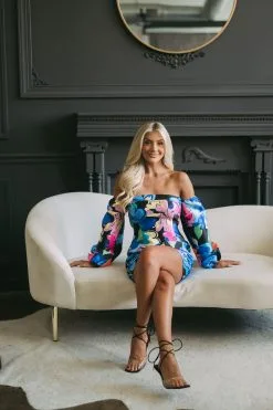 Vibrant OTS Floral Dress -thesethreeboutique Sales Shop DSC 7460 9823aed6 abc1 4e15 9417 02890cc170ef