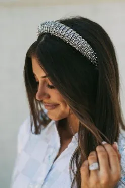 Bead Embellished Headband-Metallic