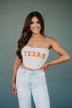 "Texas" Game Day Corset Top- Rust -thesethreeboutique Sales Shop DSC 7665