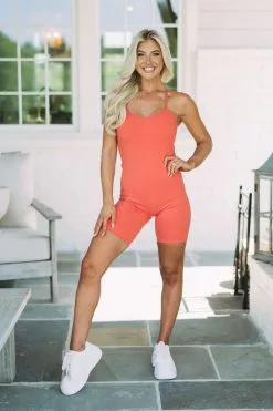 Allie Strap Back Onesie-Rust