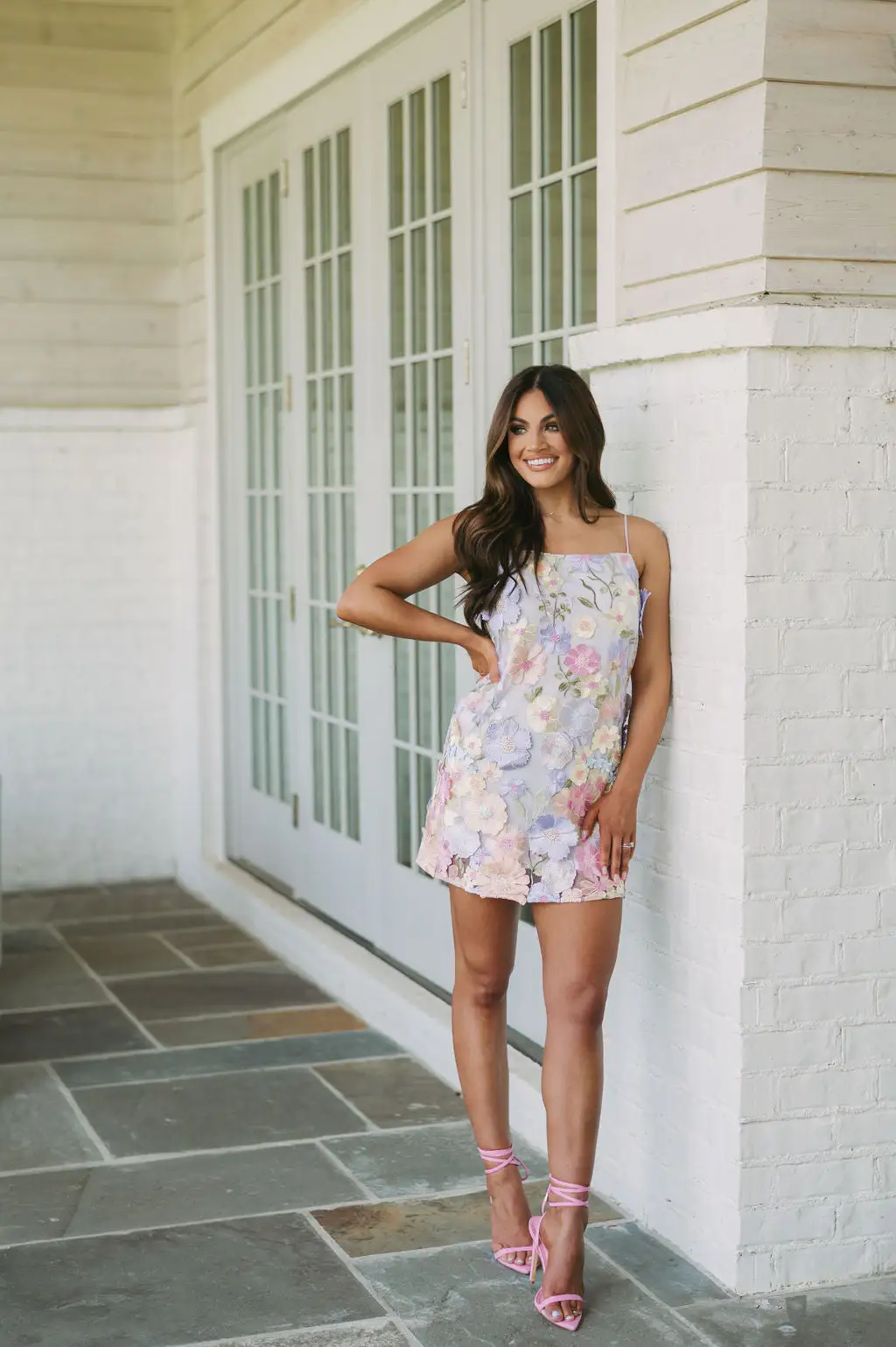 Mable Floral Applique Dress- Lilac Mix 4 Mable Floral Applique Dress- Lilac Mix - Image 2