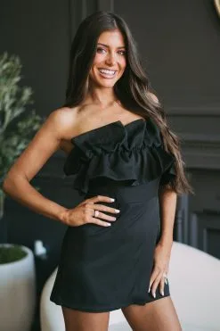 Ruffled Overlay Romper- Black -thesethreeboutique Sales Shop DSC 8370 9378181e 9f1a 4825 9879 88d029dabdd3