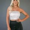 Coated Cropped Corset Top-Silver -thesethreeboutique Sales Shop DSC 8374 7d8cd657 cfd3 4277 a8b4 33be41230dbb