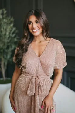 Metallic Waist Tie Jumpsuit- Rose Gold -thesethreeboutique Sales Shop DSC 8380 1f74bb6a be07 450b a4d9 7bb17b4d8e3f