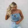 Buckle Accent Denim Tube Top