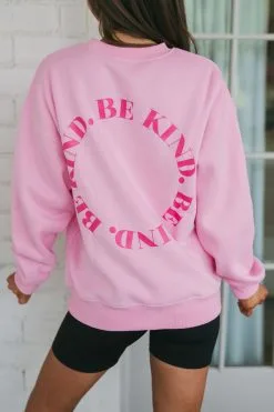 "Be Kind" Graphic Sweatshirt-Pink