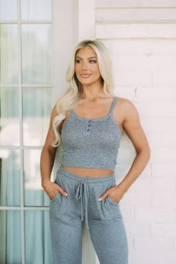 Brushed Drawstring Pants-Grey -thesethreeboutique Sales Shop DSC 8656