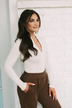 Quarter Zip Ribbed Top-Ecru -thesethreeboutique Sales Shop DSC 8719 bab85c27 aa95 40ab 837f 40d9eae6161a