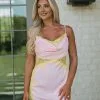 Satin/Lace Drape Dress-Pink/Yellow -thesethreeboutique Sales Shop DSC 9375 036bb7c8 577a 4de4 9c5f 0621dde87c17