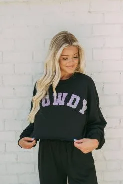 Rhinestone Howdy Top-Black