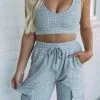 Textured French Terry Crop Top