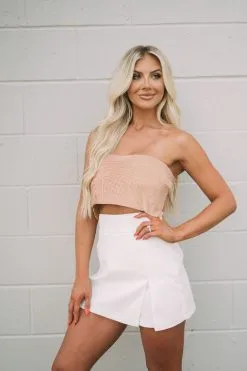 Strapless Rhinestone Crop Top- Gold