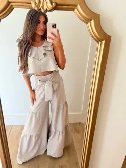 Ramie Ruffled Top-Dark Oatmeal -thesethreeboutique Sales Shop IMG 3134 1138adb0 fa61 41fb 8ef5 a9904d9f0c96