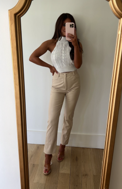 Mock Neck Cable Knit Sweater- White -thesethreeboutique Sales Shop IMG 8597