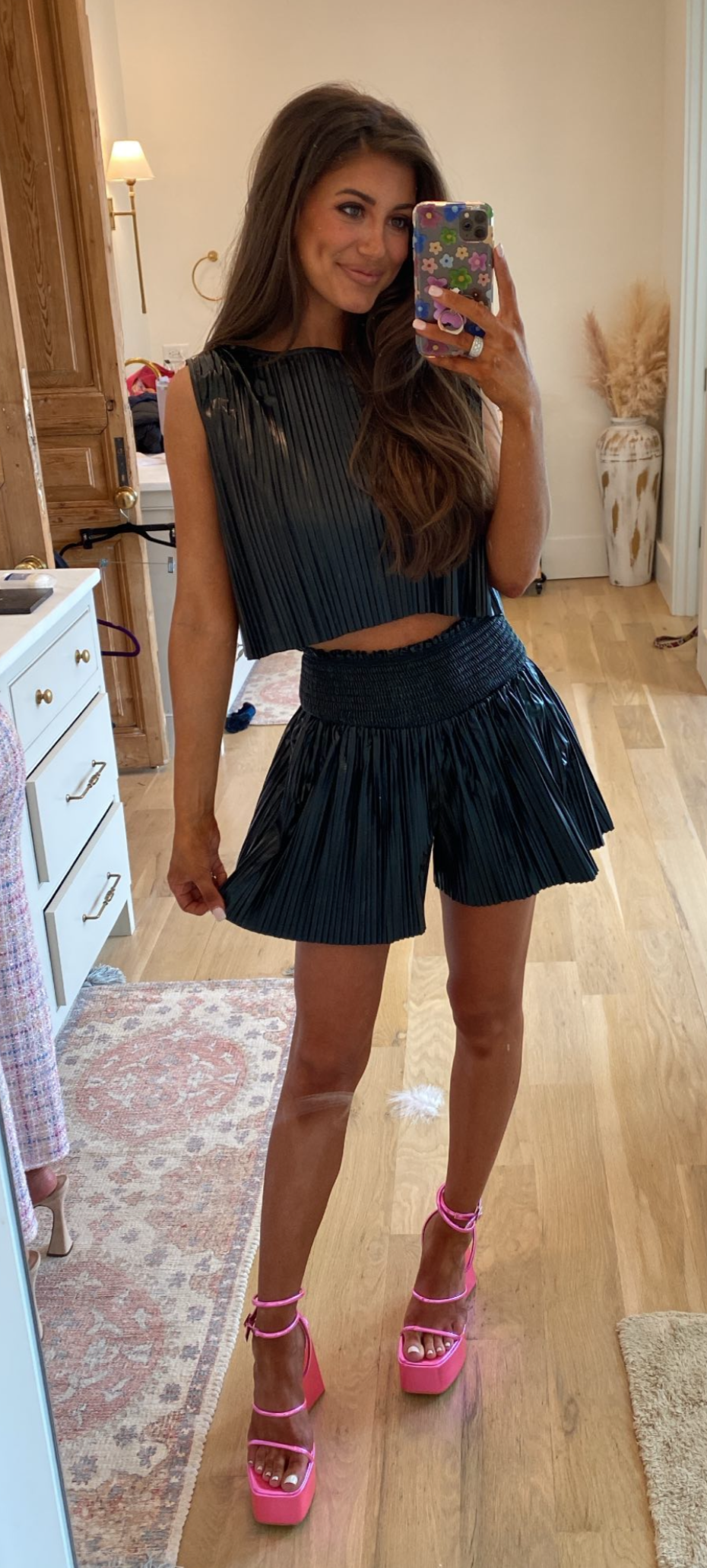 Crinkled Faux Leather Set- Black 4 Crinkled Faux Leather Set- Black - Image 2