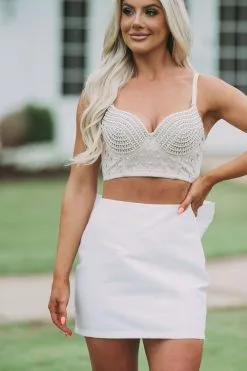 Rhinestone/Pearl Bustier Crop Top