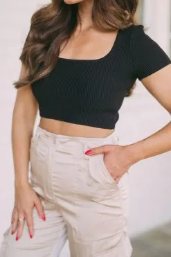 Taite Ribbed Crop Top- Black -thesethreeboutique Sales Shop image b63457f6 5ffa 417d a9f3 fa9646604202