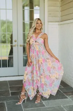 Tahiti Pleated Midi Dress- Pink Mix -thesethreeboutique Sales Shop image de2ad14d 700c 4e31 9231 d8c73f98b1c0